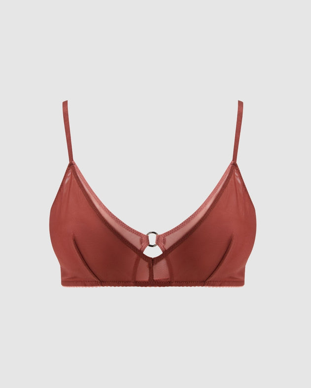 Mesh Double Triangle Bralette Rust