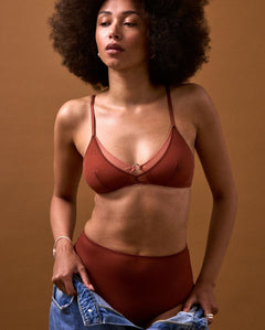 Mesh Double Triangle Bralette Rust