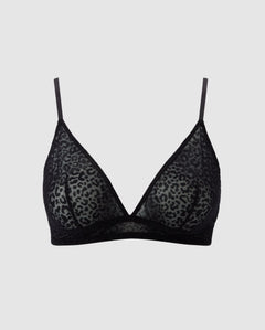 Mesh Triangle Bralette Black Leopard