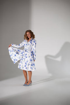 Fit and Flare Raincoat with A-Line Hem Floral White