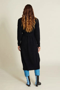 Detail view of women’s black jacket detail view