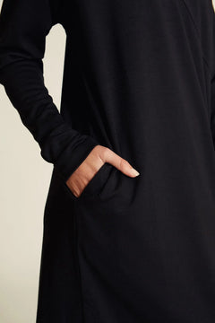 Fabric texture on women’s black dress