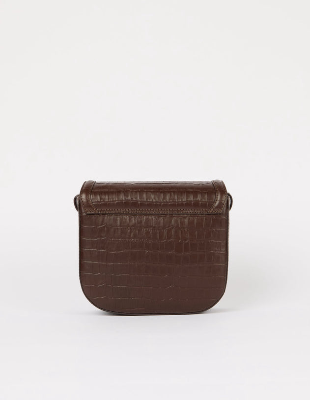 Nina Bag Croco Print Leather Chocolate Brown