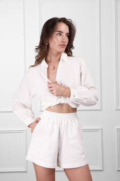 Calabasas Linen Shorts White