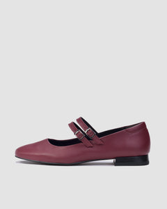 Mary Jane Double Strap Ballerinas Cherry Red