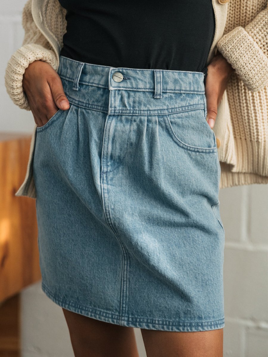 Kuratake Denim Skirt Light Blue - IVALO.COM