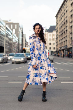 Fit and Flare Raincoat with Pleated Hem Cornflower Blue