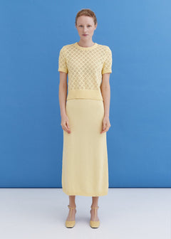 Knitted Cotton Lace Top and Skirt Set