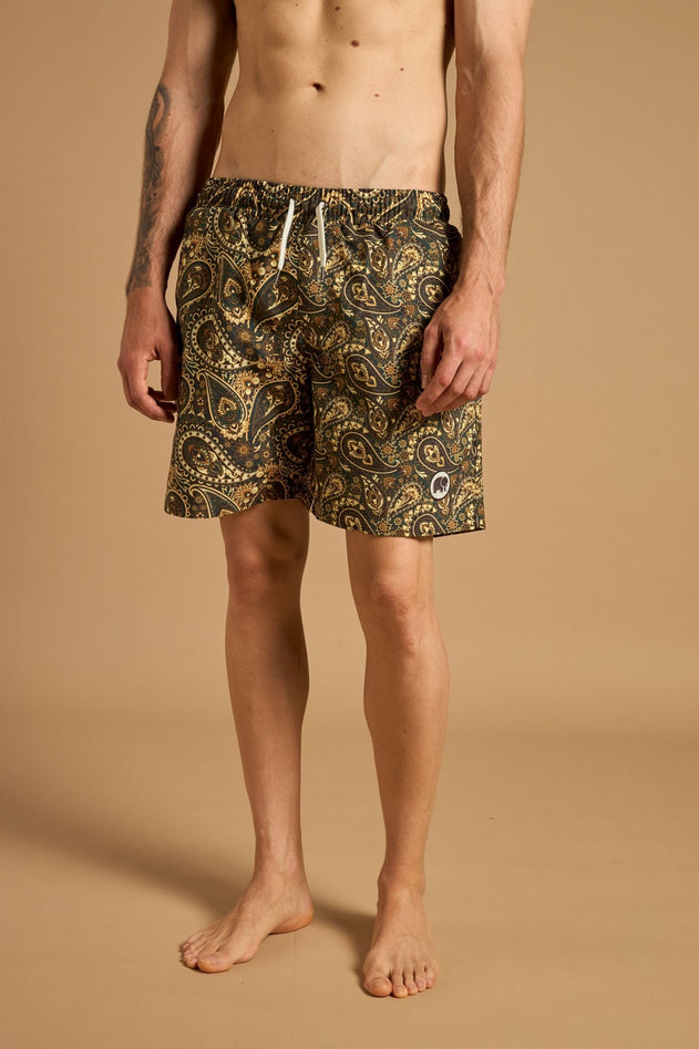 Forest Paisley Swim Trunks Green