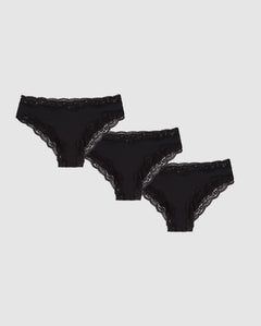 Micro Lace Cheeky 3-Pack Black