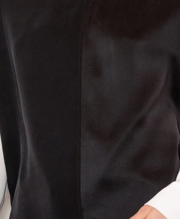 Close-up of a black garment with a visible texture