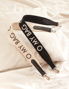 Shoulder Canvas Logo Strap White & Black Classic Leather