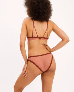 Mesh Lace Trim Bikini Briefs Blush