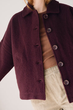 Merino Wool Short Coat in Purple