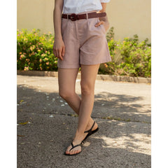 Cala Linen Blend Shorts Pink