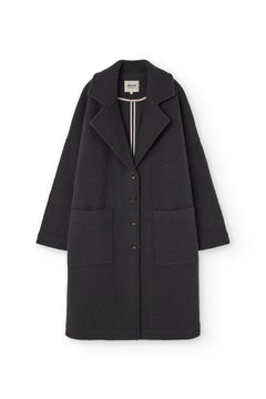 100% RWS Merino Wool Long Coat in Black
