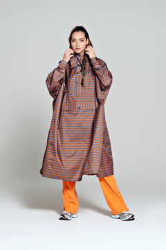 Breton Blue Rain Poncho Brown