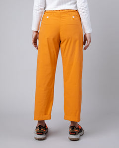 Elastic Pleated Chino Pants Yellow