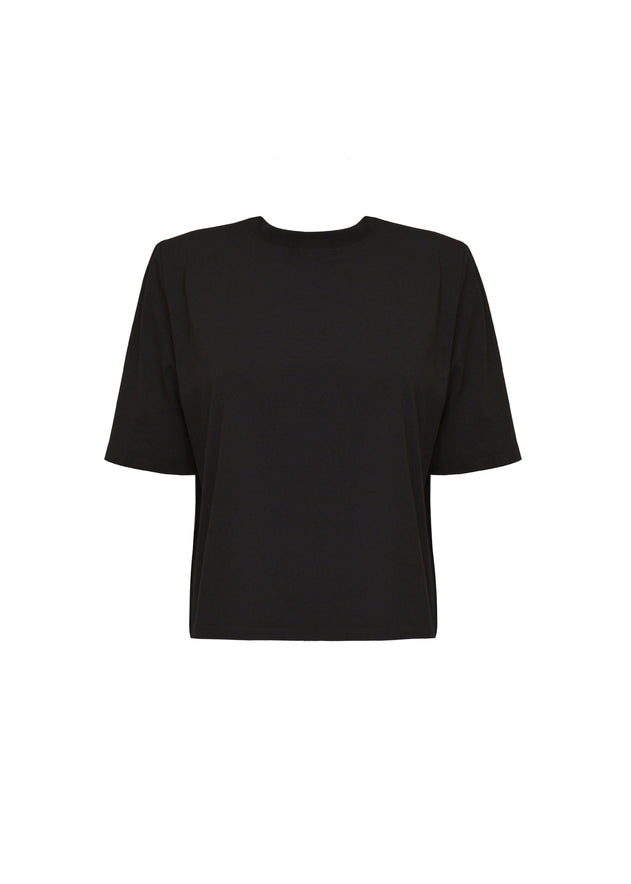 Boxy Fit Shoulder Pad T-Shirt Black