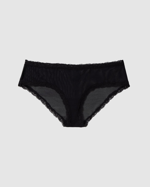 Mesh Lace Trim Hipster Black