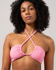 Strappy Bandeau Bikini Top Pink