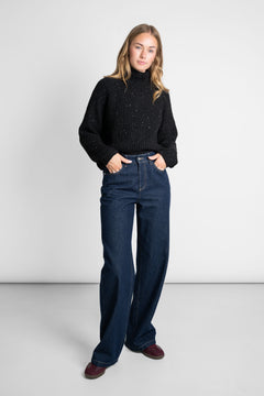 Recycled Wool Turtleneck Sweater Black