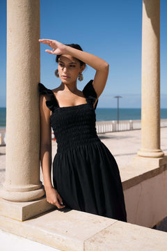 Ariela Linen Dress Black
