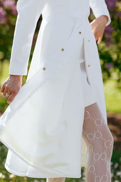 Fit and Flare Raincoat with Puff Sleeves Majestic White