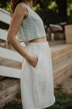 Daisy Linen Skirt With Buttons