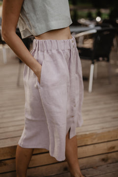 Daisy Linen Skirt With Buttons