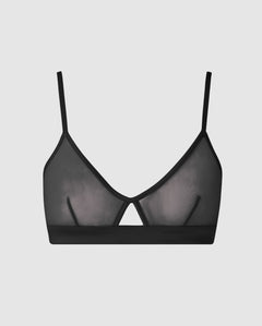 Mesh Cut-Out Triangle Bralette Black
