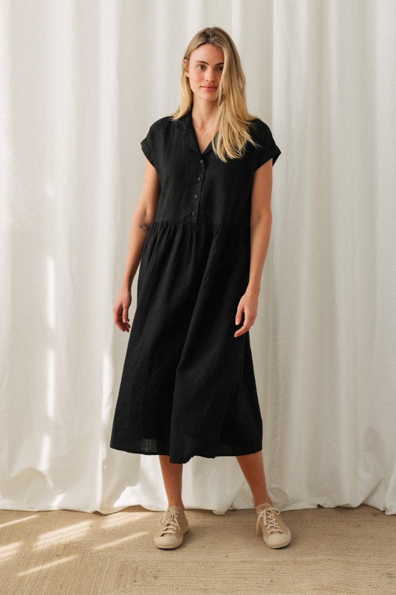 Wiese Linen Dress Black - IVALO.COM