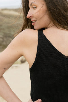 Mare Linen Tank Top Black