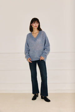 Sweater mohair grey blue