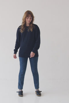 Tam Unisex Organic Cotton Sweater Navy Blue