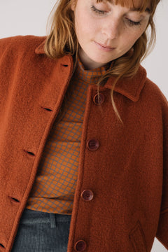 Merino Wool Short Coat in Red