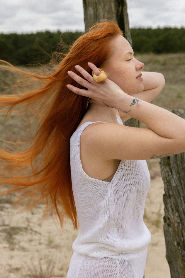 Mare Linen Tank Top White