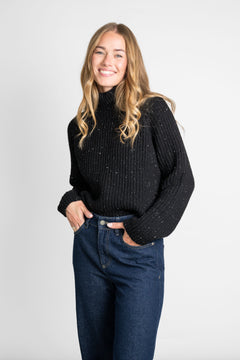 Recycled Wool Turtleneck Sweater Black