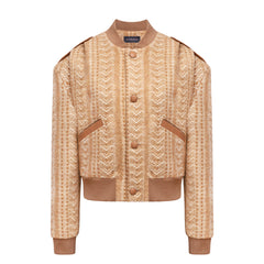 Ira Patterned Wool Bomber Jacket Caramel