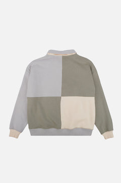 Women's Color Block Oversized Quarter Zip Sweater Iron Veil