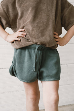 Kid's Huali Waffle Organic Cotton Shorts Blue