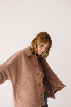 Merino Wool Short Coat in Pink