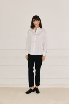Stand up collar shirt white