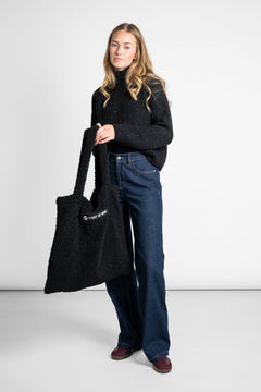 Teddy Fleece Shopper Bag Black