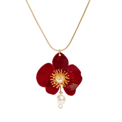 Butterfly Orchid Pearl Necklace White