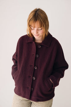 Merino Wool Short Coat in Purple