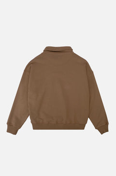 Women's Essential Garment Heavyweight Oversized Quater Zip Sweater Caribou
