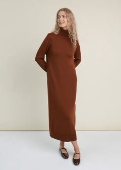 Turtleneck Knitted Merino Wool Sweater Dress
