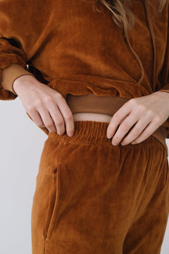 Organic Velvet Jogger in Terracotta
