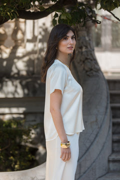 Tessa Short Sleeve Satin Shirt Black
